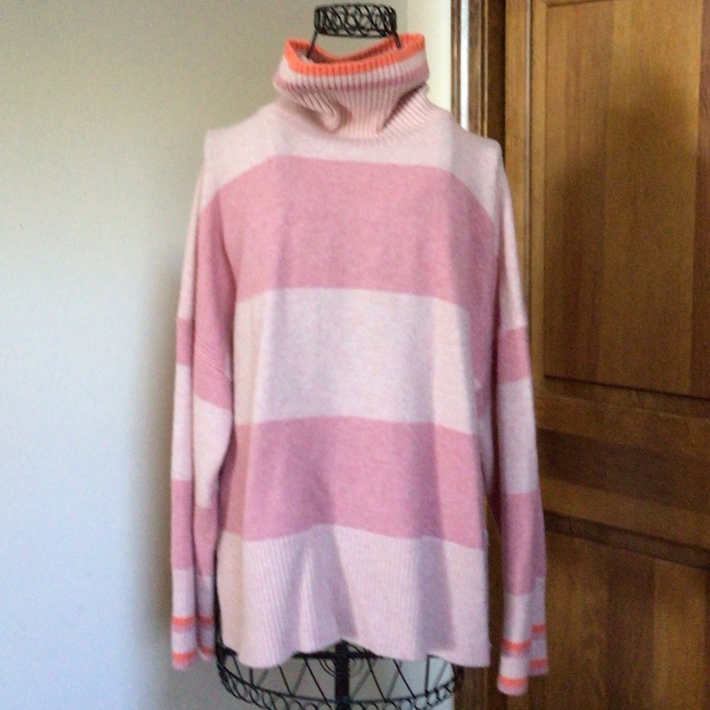J.Crew Striped turtleneck sweater in Supersoft yarn - pink, medium - Picture 4 of 9